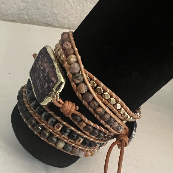 NEW $44 Ananta Stones Protection Black Tourmaline Wrap Bracelet BOHO - Picture 3 of 3